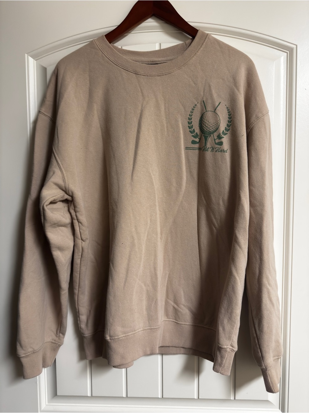 Men's Tan Crewneck Golf Graphic Sweatshirt